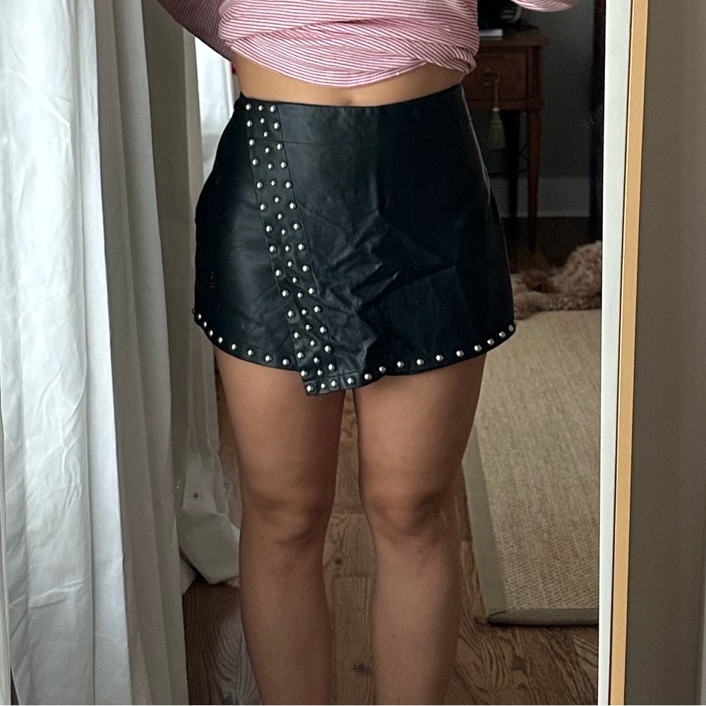 Black Studded Mini Skort